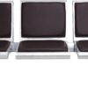 walnest Guest and Reception Chairs with Arms Waiting Room Chairs 3-Seats Bench Salon Barber Bank Arm Rest Leather Cushion Furniture Brown