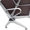 walnest Guest and Reception Chairs with Arms Waiting Room Chairs 3-Seats Bench Salon Barber Bank Arm Rest Leather Cushion Furniture Brown