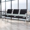 Office Chair Guest Reception Chairs for Airport Waiting Room Chairs Salon Barber Bank Hall Room Conference Airport with Black Leather Cushion 3 Seat Bench Furniture