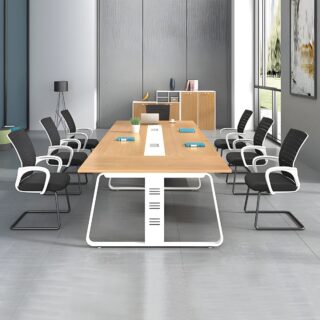 2.4m boardroom table. 1.6m executive office desk, office seat, visitors office seat