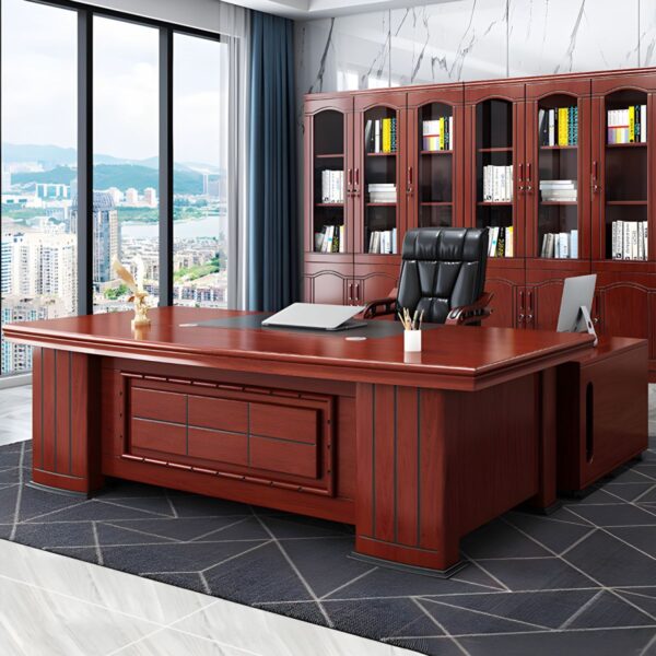 1.6m executive office desk, cashier office seat, 3-link waiting bench, 2-door metallic cabinet,