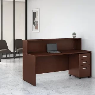 office desk, waiting bench, 4-drawer filing cabinet