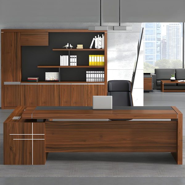1.6m executive office desk, orthopedic office seat , 4-way workstation ,2.4m boardroom table, 4-drawer filing cabinet