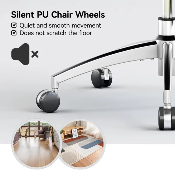 Our orthopedic office seat is made of  high-density sponge cushion, moderate hardness, ergonomic design, high-density polyester mesh, breathable, not easy to deform, and strong support. Sponge lumbar support can be adjusted back and forth, up and down.Adjustable headrest - made of PP material, can be rotated 45° and has a lift function to effectively support your head.PP Nylon armrest - it can be adjusted up and down to provide the best height for your arm, and the U-shaped cushion of the armrest effectively supports your arm. PU material does not damage the wooden floor, and slides to mute.