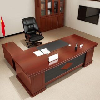 2.0m executive office desk, mahogany coat hanger, swivel eames seat, orthopedic office seat