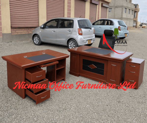 2.0m executive office desk ,orthopedic office seat, executive visitors seat, 3-drawers fil8ing cabinet, 3.0m boardroom table