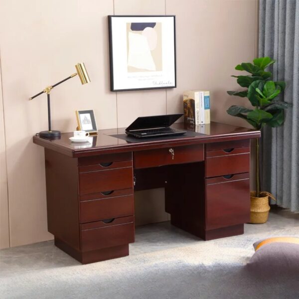 Headrest office seat, 0.9m office desk, full glass cabinet, 1.4m reception desk