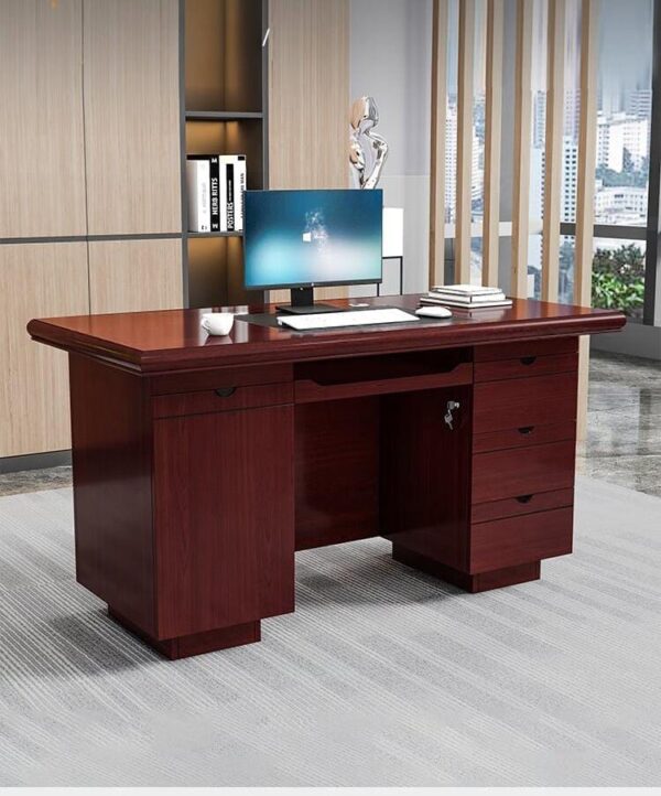 Headrest office seat, 0.9m office desk, full glass cabinet, 1.4m reception desk