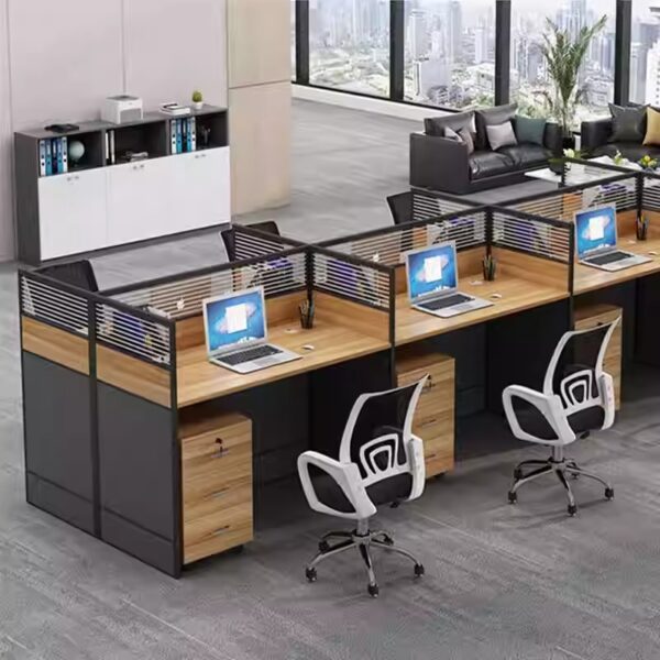 2-way office workstation, executive visitors seat, 4-drawers filing cabinet