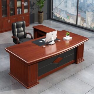 Executive office seat,1.4m executive desk, 3-door filing cabinet, 2.4m boardroom table, wooden credenza