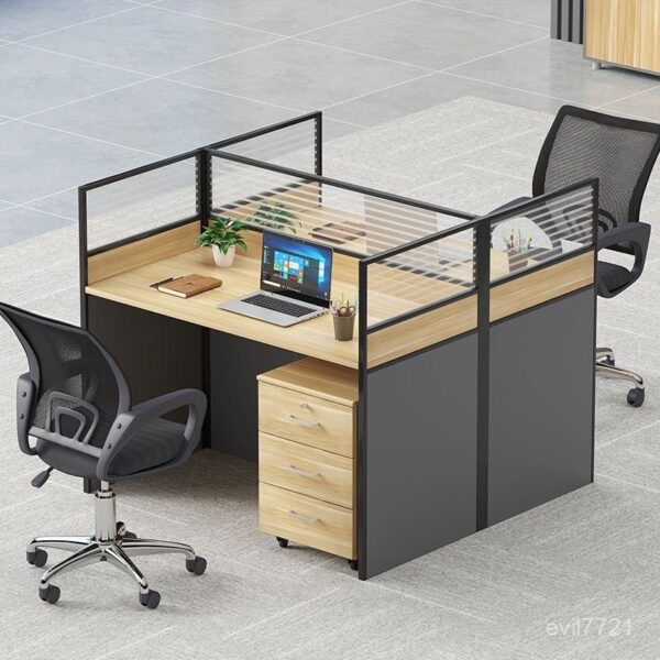 6-way office workstation,1.2m office desk,4-drawers filing cabinet