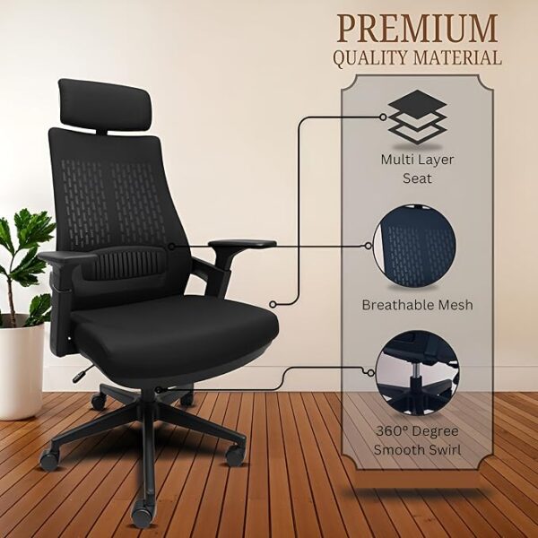 1.8M executive office desk, ergonomic office seat,4-drawers filing cabinet