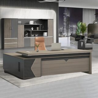 2.4M executive office desk, mahogany coat hanger, cashier office seat, 2-door metallic filing cabinet