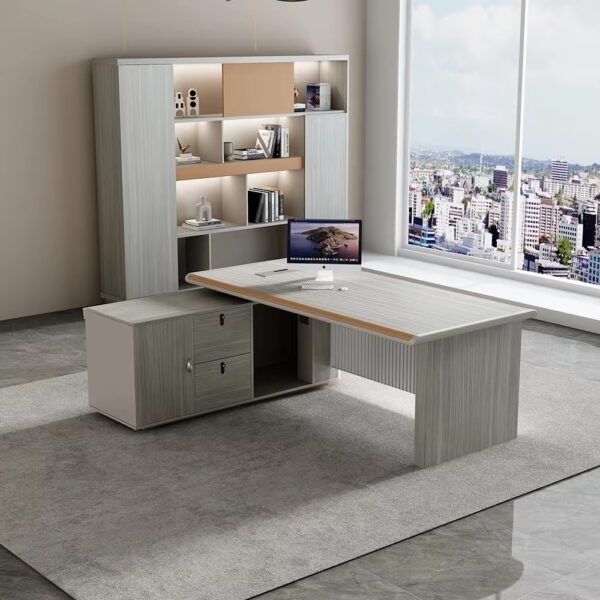2.4M executive office desk, mahogany coat hanger, cashier office seat, 2-door metallic filing cabinet