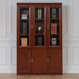 Designed to provide both display and concealed storage. Ideal for managing documents, showcasing books, or highlighting decorative office pieces with a formal and refined style.