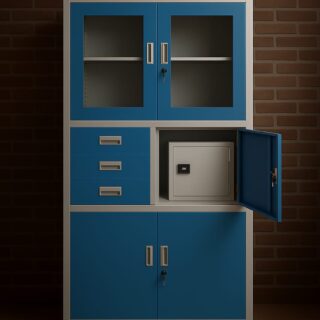 2-door half-glass metallic filing office cabinet,3-link waiting office bench,1.2m executive coffee table