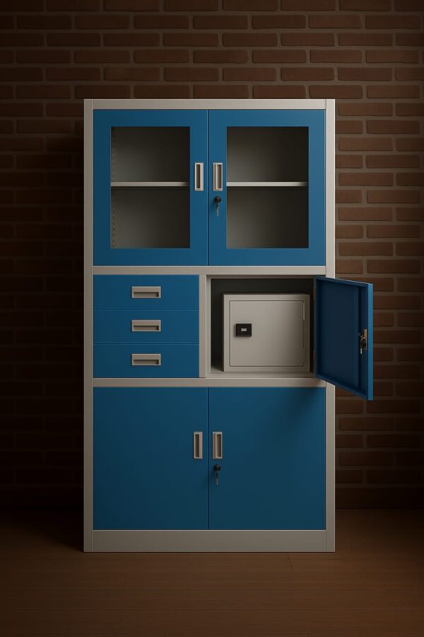 2-door half-glass metallic filing office cabinet,3-link waiting office bench,1.2m executive coffee table