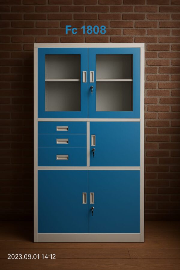 2-door half-glass metallic filing office cabinet,3-link waiting office bench,1.2m executive coffee table