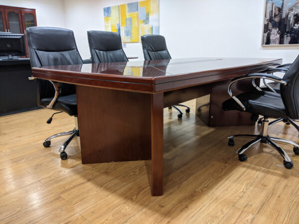 2.4M boardroom office table, executive visitors office seat,mahogany coat hanger,4-drawers filing cabinet, 2-door wooden credenza