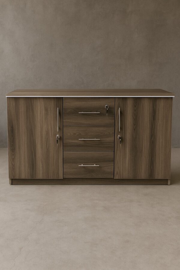 1.4m executive office desk,ergonomic office seat, 4-drawer filing cabinet