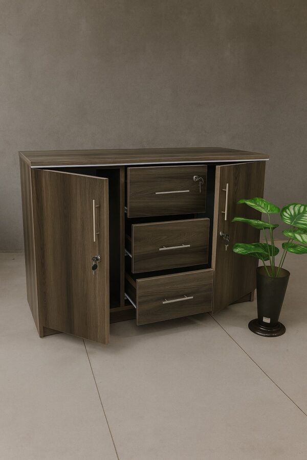 1.4m executive office desk,ergonomic office seat, 4-drawer filing cabinet