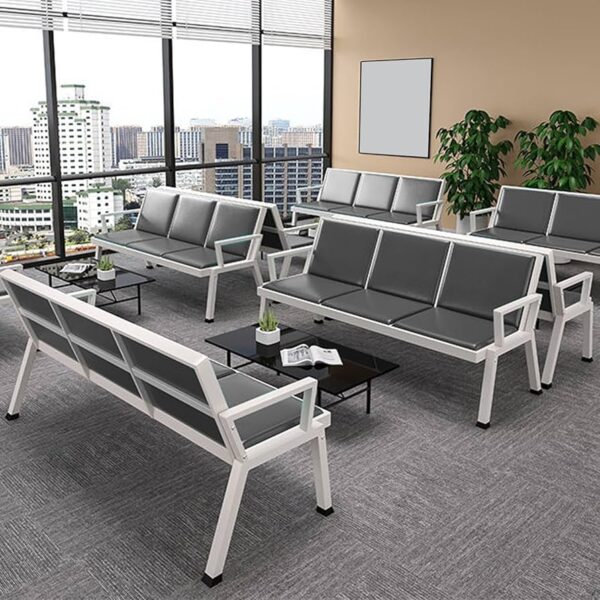 1.4m reception desk, cashier office seat, 5-seater waiting bench,2-door filing cabinet, wooden credenza