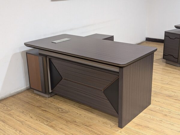 2.0m executive desk, ergonomic office seat ,2-link waiting bench, mahogany coat hanger, tosca visitors seat
