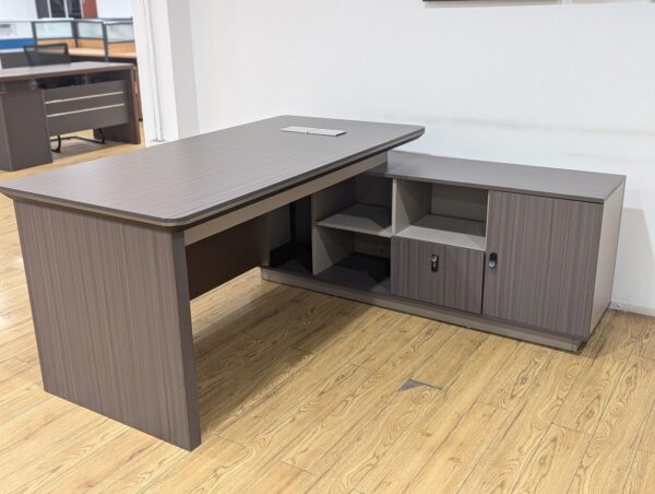 2.0m executive desk, ergonomic office seat ,2-link waiting bench, mahogany coat hanger, tosca visitors seat