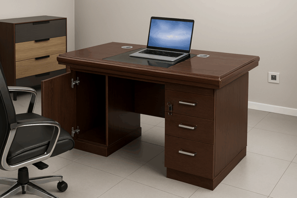 reception desk, workstation, coat hanger, filling cabinet, office desk, safe, credenza, ergonomic seat