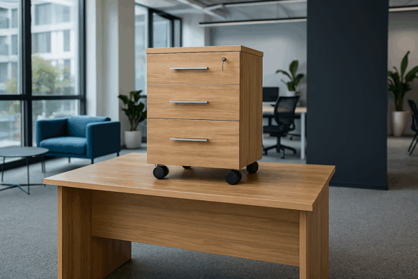 credenza, executive desk, reception desk, filling cabinet, swivel seat, safe, visitors seat, waiting bench