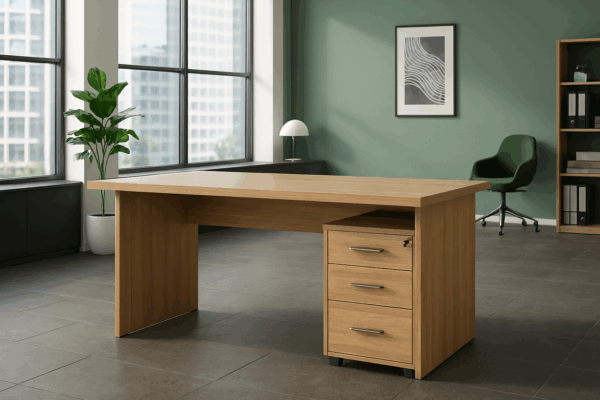 credenza, executive desk, reception desk, filling cabinet, swivel seat, safe, visitors seat, waiting bench