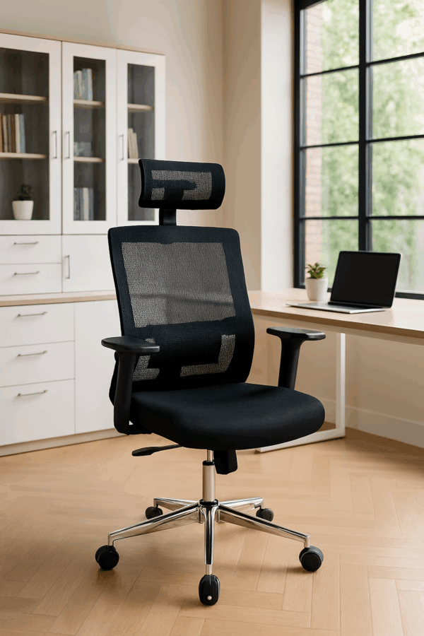 secretarial seat, filling cabinet, boardroom table, reception desk, coat hanger, safe, credenza