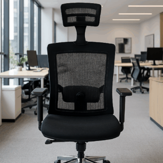 secretarial seat, filling cabinet, boardroom table, reception desk, coat hanger, safe, credenza