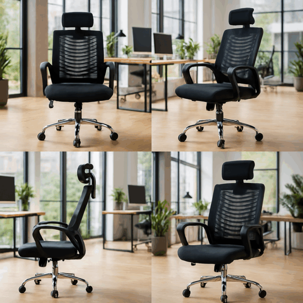 ergonomic seat, coat hanger, visitor seat, boardroom table, filling cabinet, safe, workstation