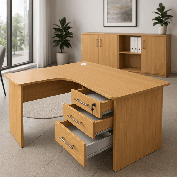 workstation, coat hanger, filling cabinet, secretarial seat, waiting bench, office desk, visitor seat