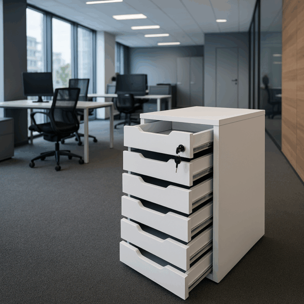 waiting sofa, workstation, reception desk, safe, filling cabinet, office seat