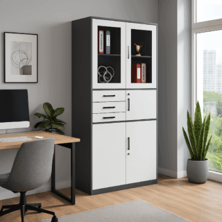 safe, boardroom table, workstation, secretarial seat, filling cabinet, coffee table, conference table, reception desk, coat hanger, visitor seat, credenza