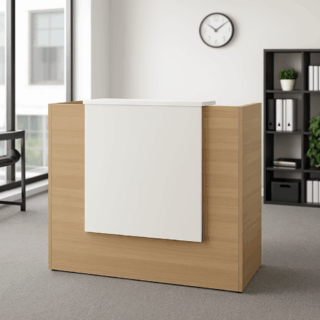 reception desk, boardroom table, workstation, safe, office desk, clerical seat, advanced desk, coat hanger, coffee table