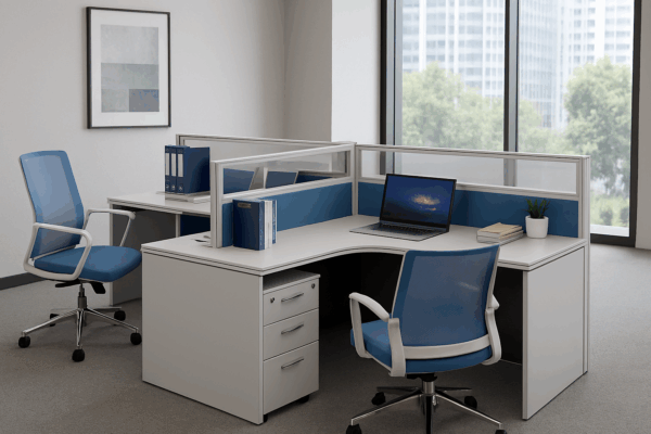 workstation, reception desk, coat coat, filling cabinet, coffee table, clerical seat, waiting sofa, executive seat, credenza, office desk, pedestal