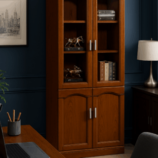 workstation, filling cabinet, waiting sofa, leather seat, advanced desk, safe, coat hanger, credenza