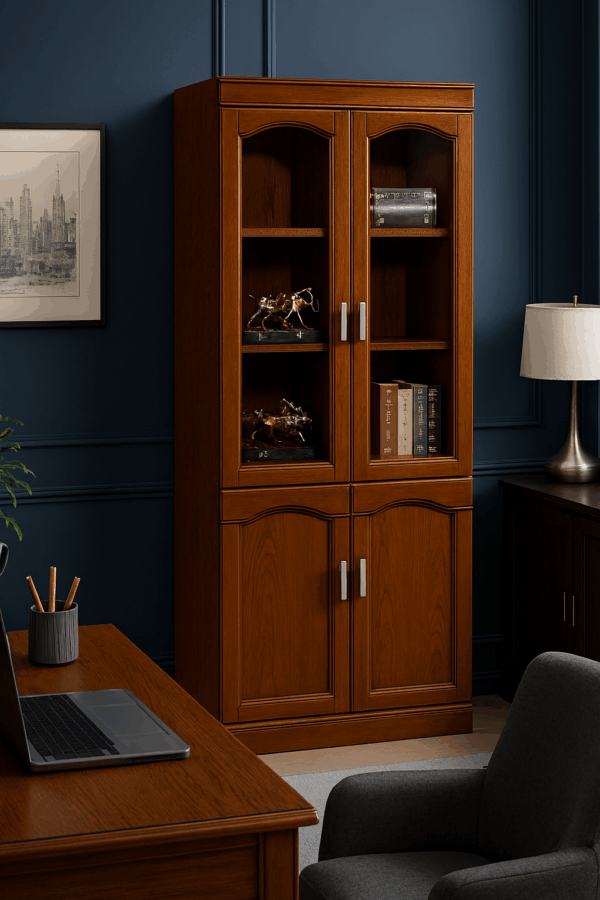 workstation, filling cabinet, waiting sofa, leather seat, advanced desk, safe, coat hanger, credenza