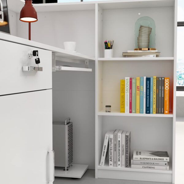 ergonomic seat, coat hanger, visitor seat, boardroom table, filling cabinet, safe, workstation
