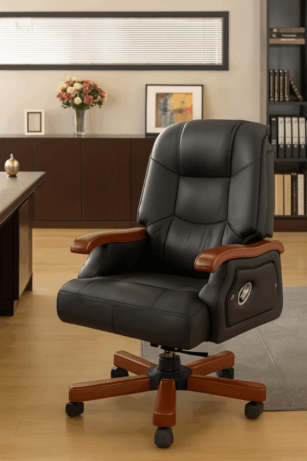 executive desk, conference table, study desk, visitor seat, waiting sofa, wooden cabinet, coat hanger, Eames seat, safe, lockable cabinets