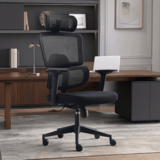Executive desk, conference seat, waiting sofa, coat hanger, metallic cabinet, orthopedic seat