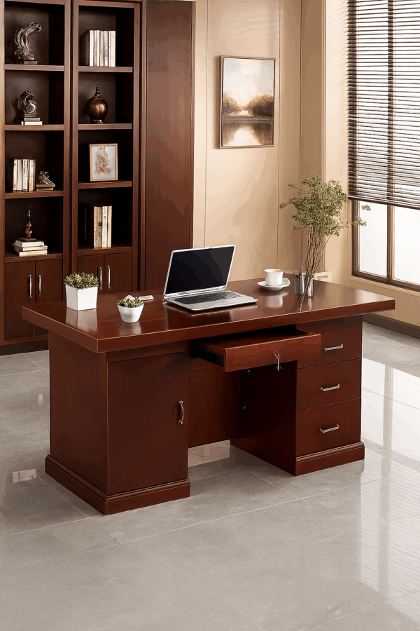 Executive desk, conference seat, waiting sofa, coat hanger, metallic cabinet, orthopedic seat