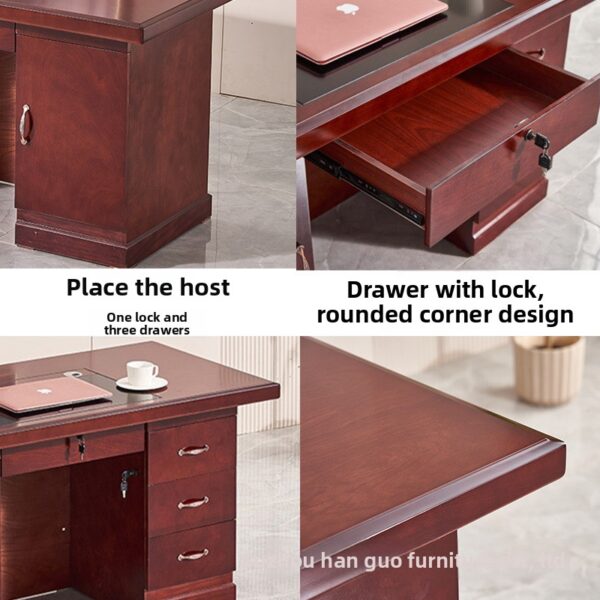 Executive desk, conference seat, waiting sofa, coat hanger, metallic cabinet, orthopedic seat