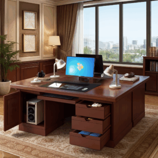 orthopedic seat, office desk, visitor seat, foldable table, conference seat, credenza, banquet, pedestal, filling cabinet, reception desk, waiting sofa, boardroom table