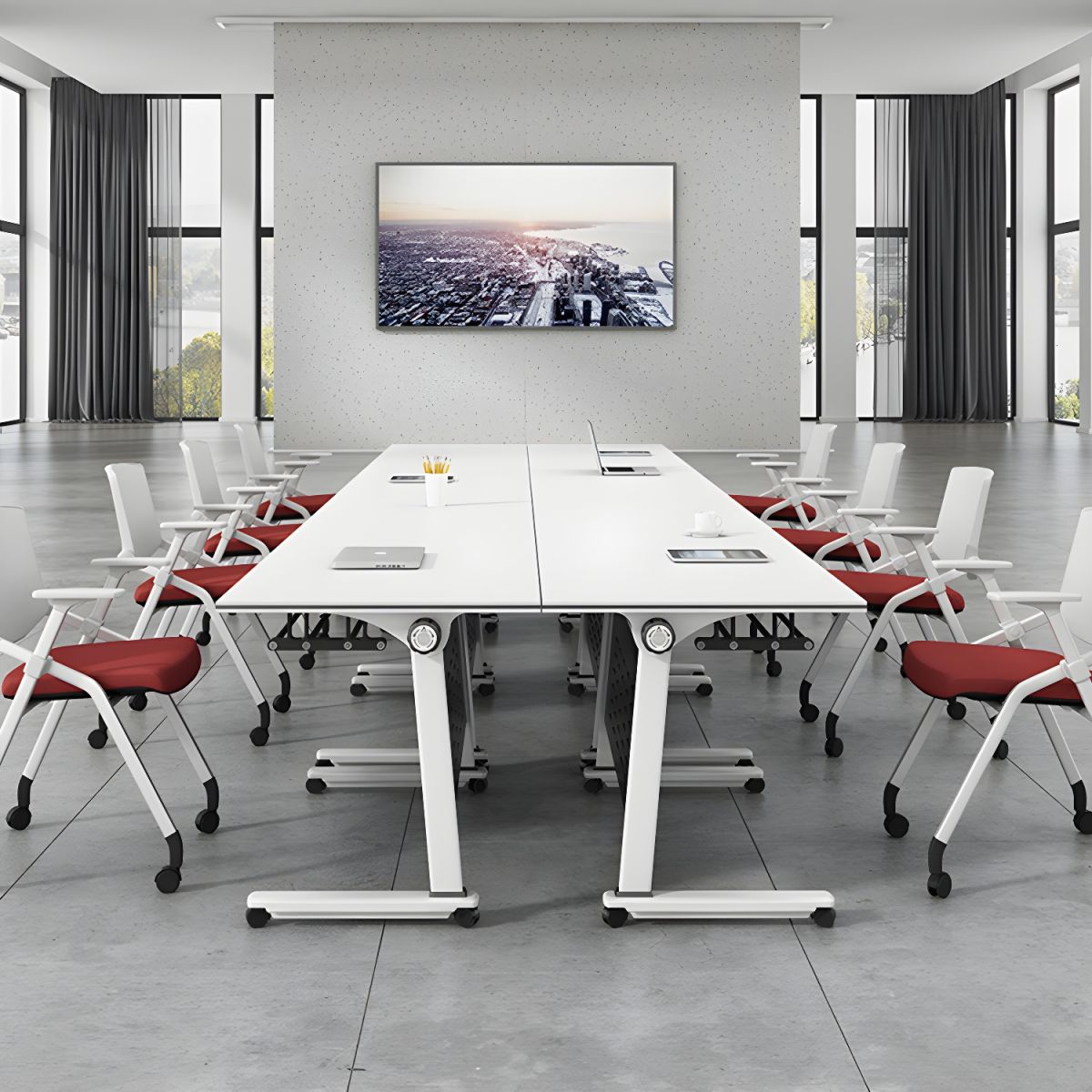 ergonomic seat, visitor seat, advanced desk, director's seat, Eames seat, round conference table, pedestal, credenza, office desk