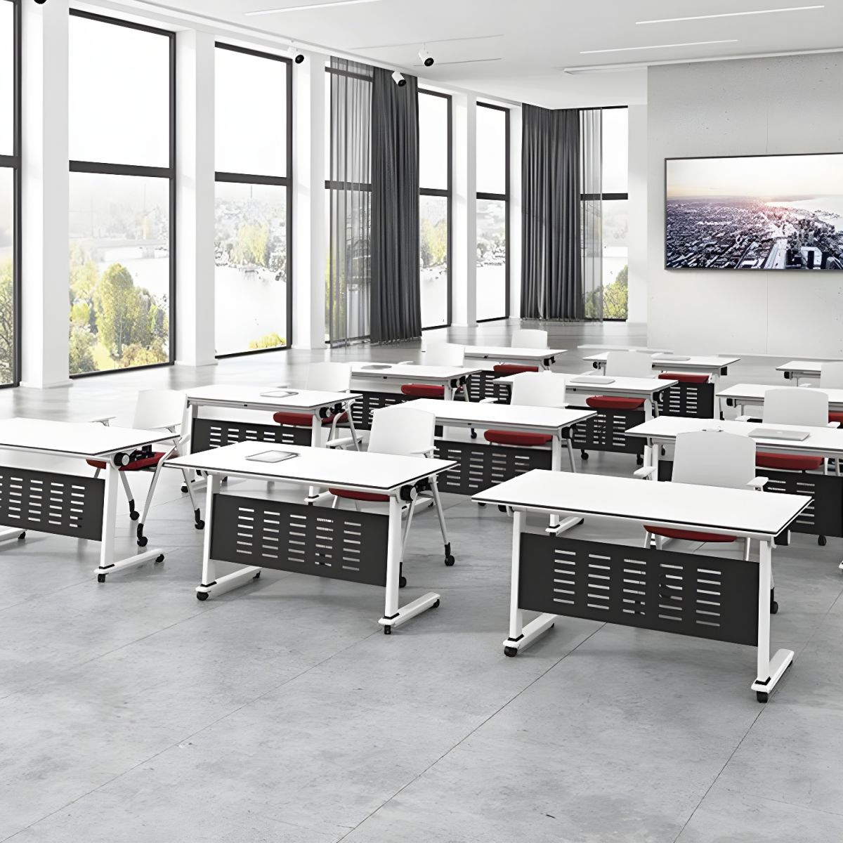 ergonomic seat, visitor seat, advanced desk, director's seat, Eames seat, round conference table, pedestal, credenza, office desk