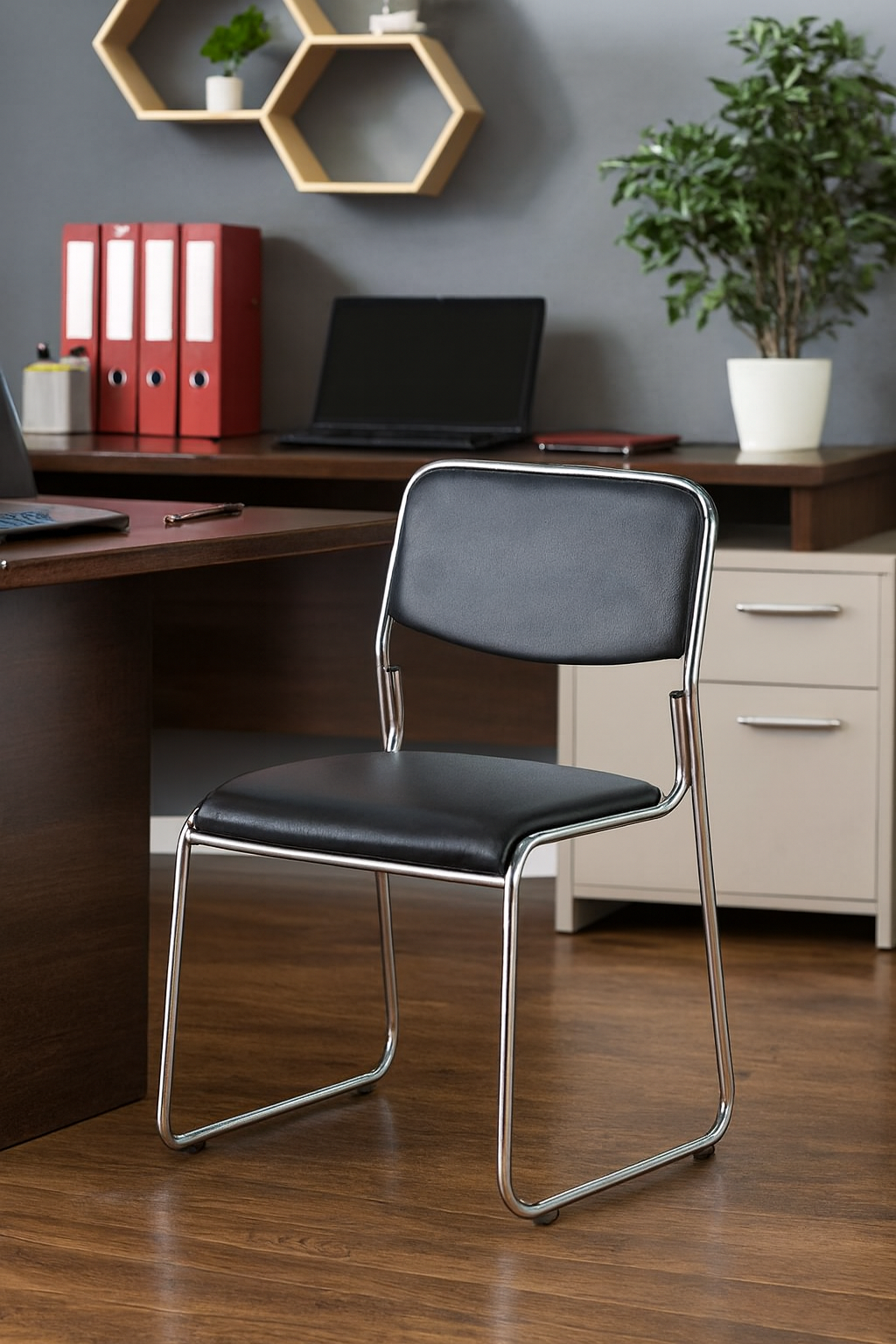 wooden cabinet, visitor seat, executive desk, boardroom table, waiting sofa, credenza, ergonomic seat, advanced desk, boardroom table